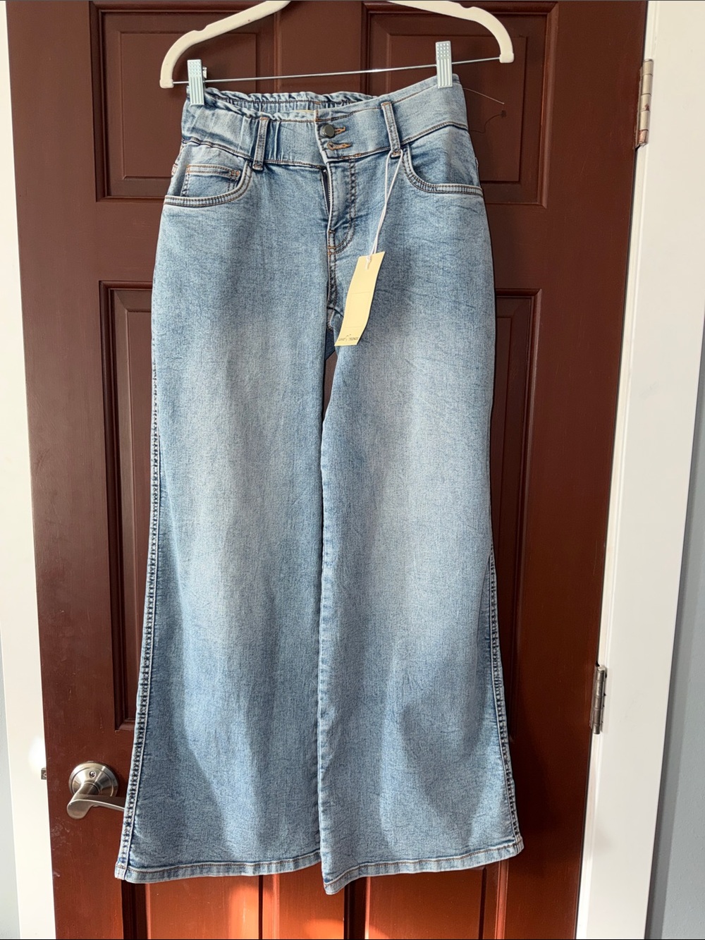 High-Rise Light Blue Wide-Leg Jeans for Women